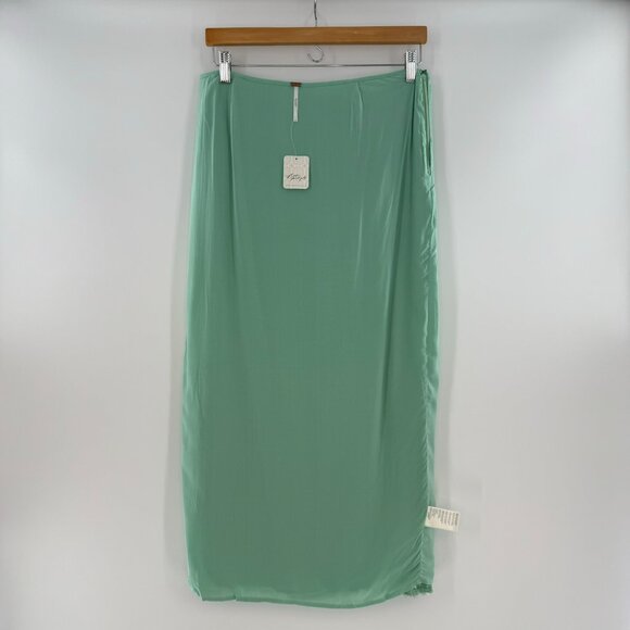 NWT Free People Poets Sequin Midi Sarong Skirt Mermaid green Size 8 - Picture 4 of 13
